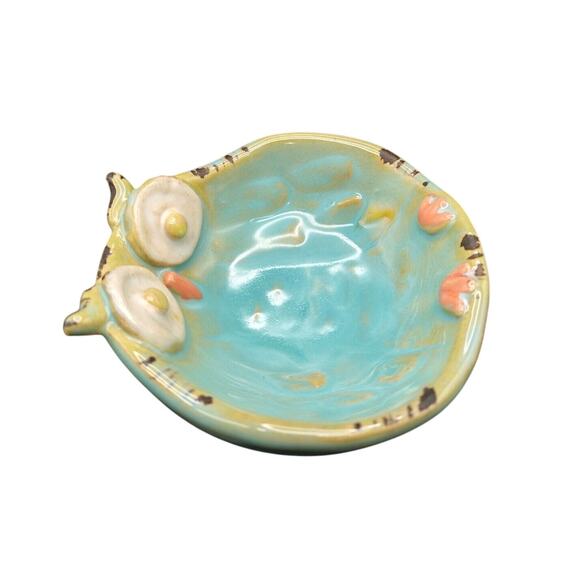 Decorative Blue Ceramic Owl Trinket Dish • Ashtray • Berry Bowl - Picture 4 of 9